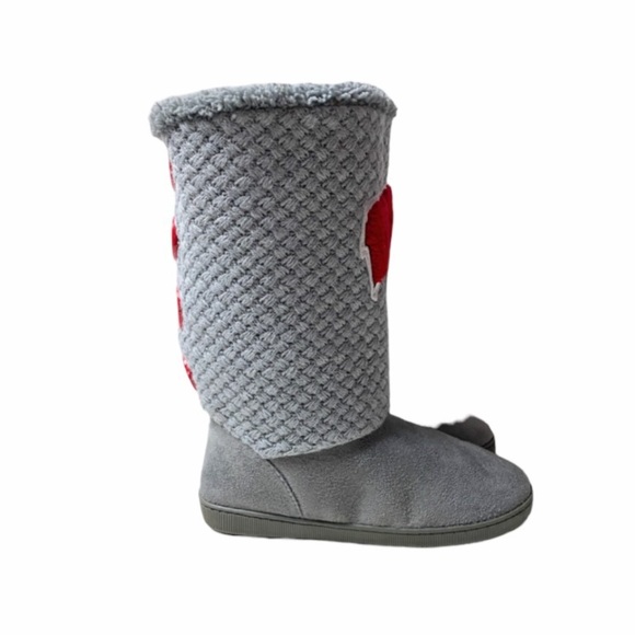 Wisconsin Badgers Gray & Red Fur Lined Knit Booties Women’s Size Medium (7/8) - Picture 6 of 11